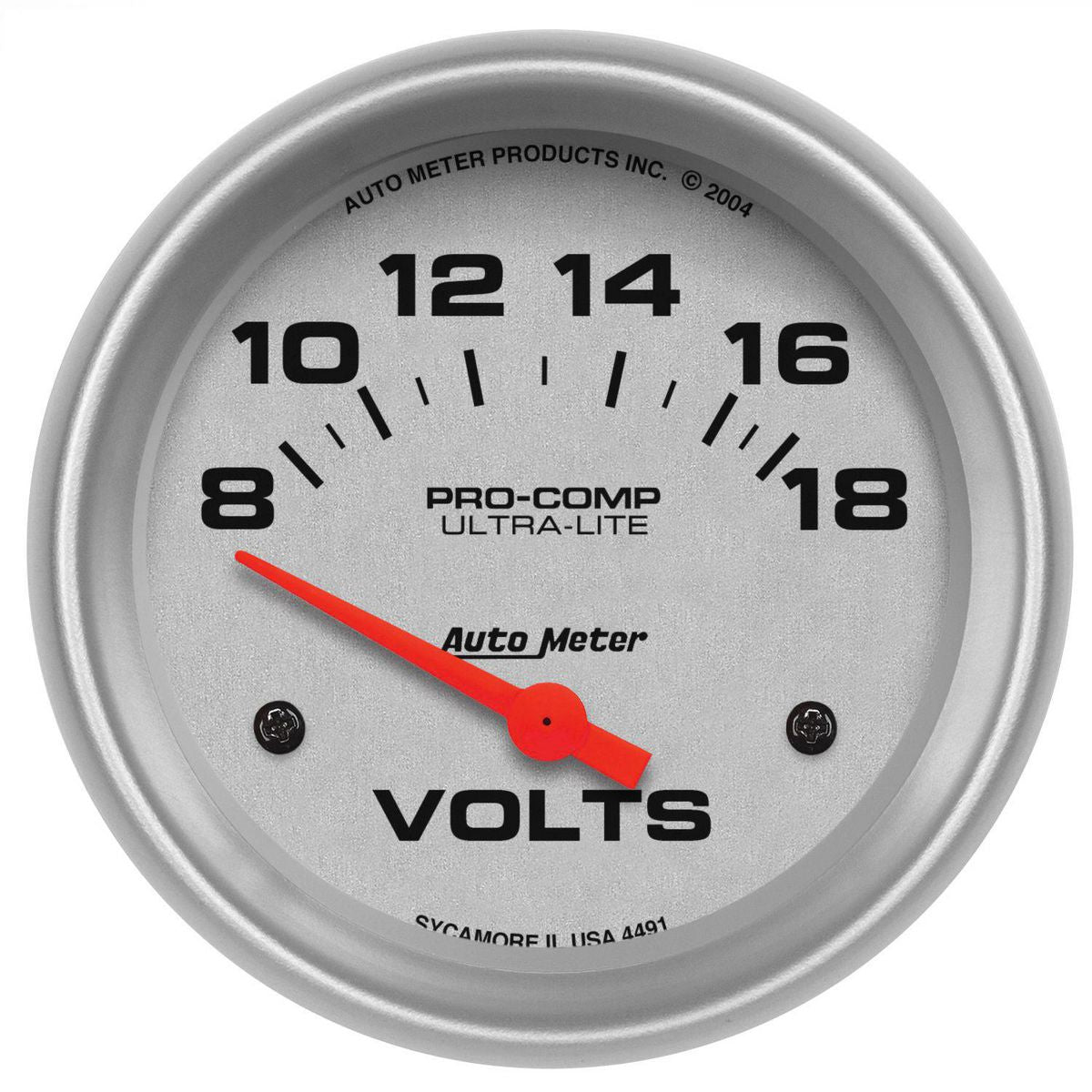 Autometer Ultra-Lite 2-5/8in Voltmeter Gauge 8-18 Volts Short Sweep Electric AU4491