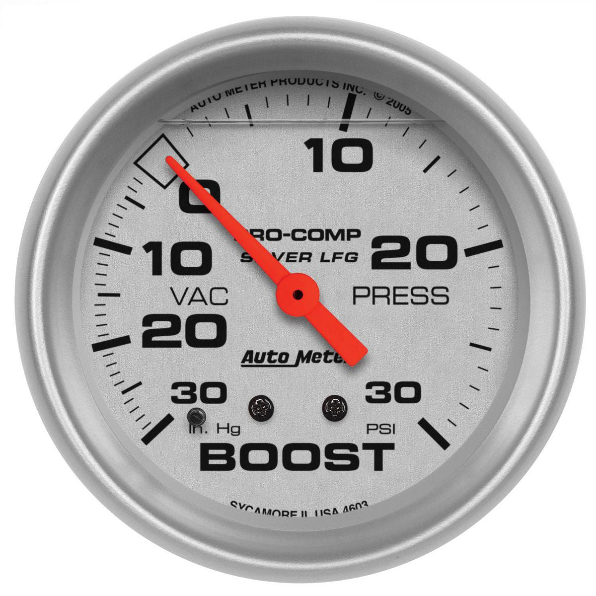 Autometer Ultra-Lite 2-5/8in Boost/Vacuum Gauge 30in/Hg 30PSI Liquid Filled AU4603