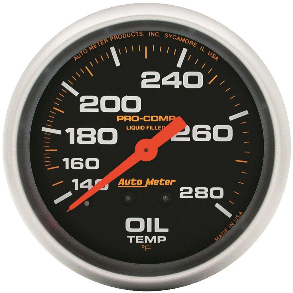 Autometer Pro-Comp 2-5/8in Oil Temp Gauge 140-280F Liquid Filled Mechanical AU5441