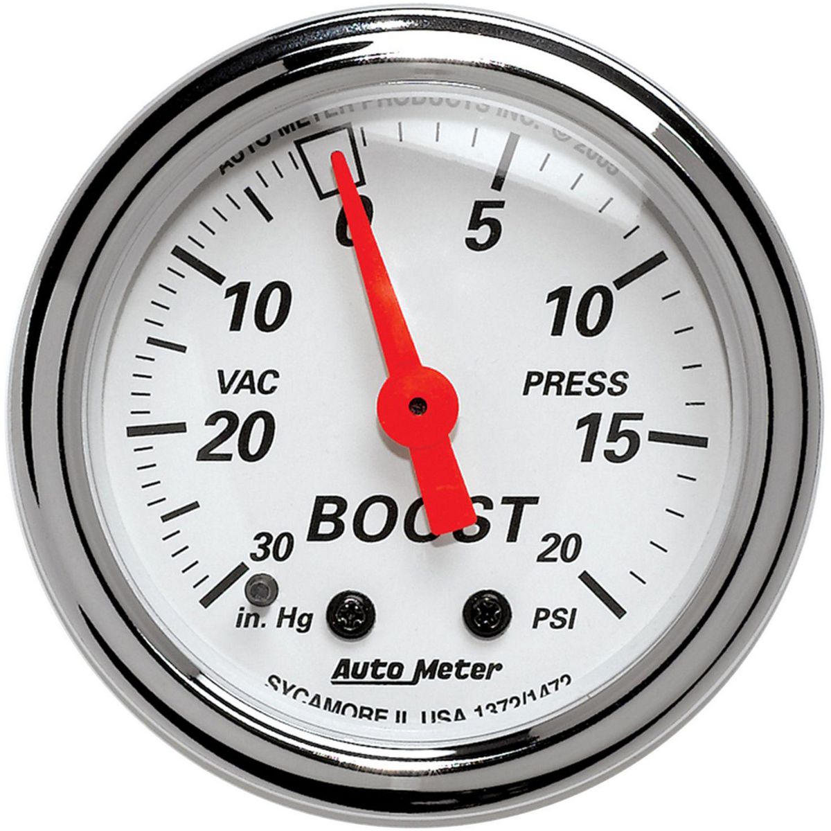 Autometer Arctic White 2-1/16in Boost Vacuum Gauge 30in/Hg 20PSI Mechanical AU1372