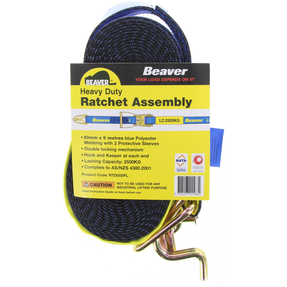 Beaver Heavy Duty Ratchet Strap 9M 2500Kg Capacity RTD055PL