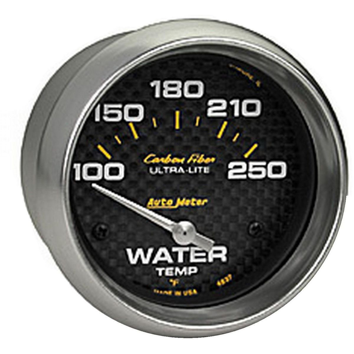 Autometer Carbon Fiber 2-5/8in Water Temp Gauge 100-250F Short Sweep Electric AU4837