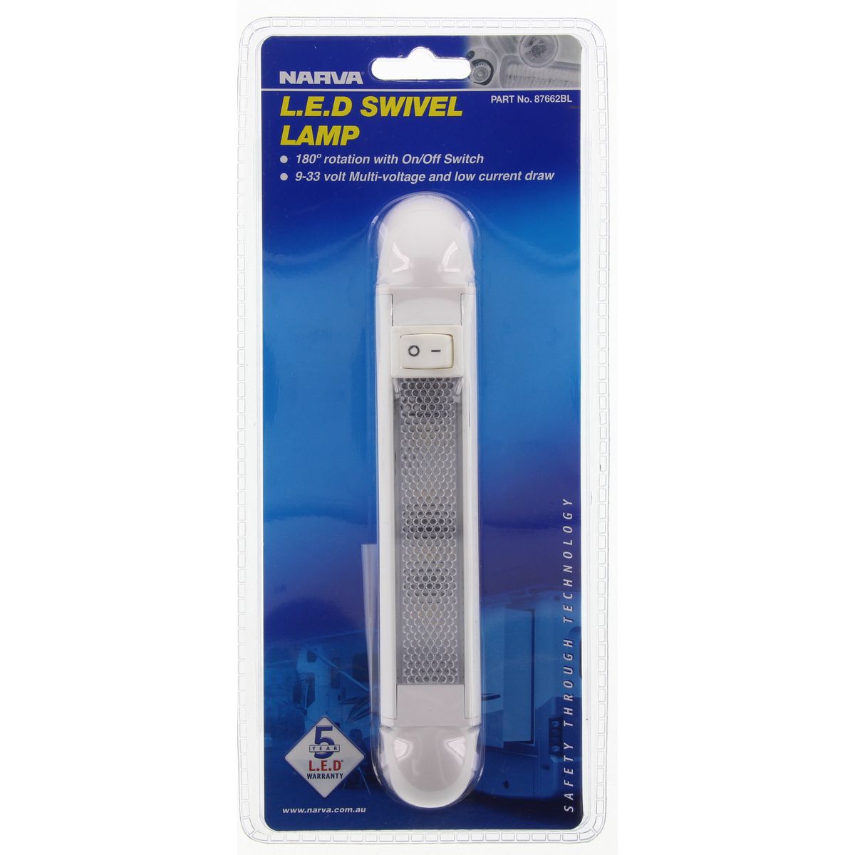 Narva LED Swivel Lamp White 187mm 9-33V 87662BL