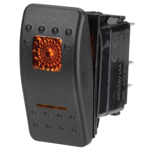 Narva Sealed Rocker Switch Off/Momentary On Spst 12V Amber Illuminated (Contacts Rated 20A @ 12V) 63126BL
