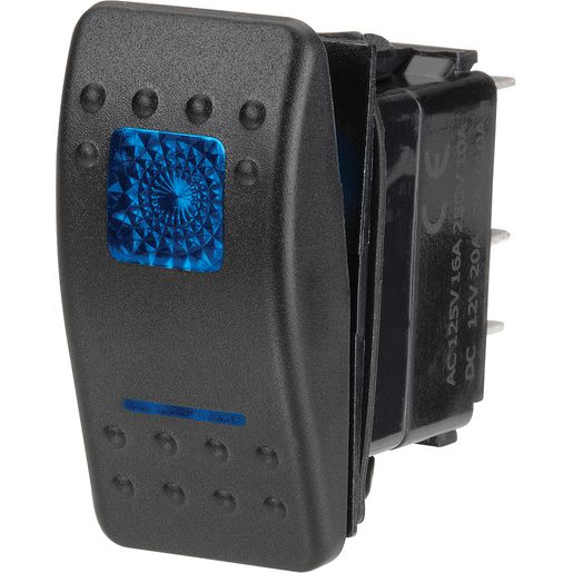Narva Switch Momentary Rocker Illuminated 12V 20A Blue 63127BL