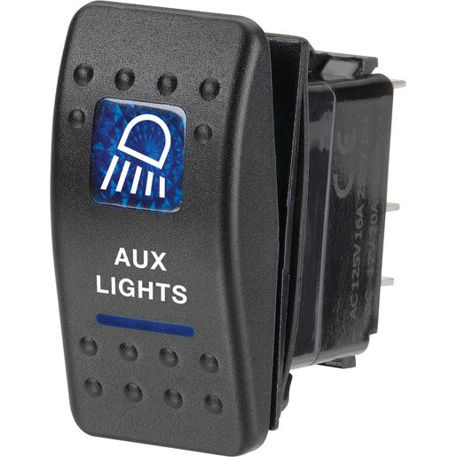 Narva Rocker Switch Aux Lights 12V Blue LED 63144BL