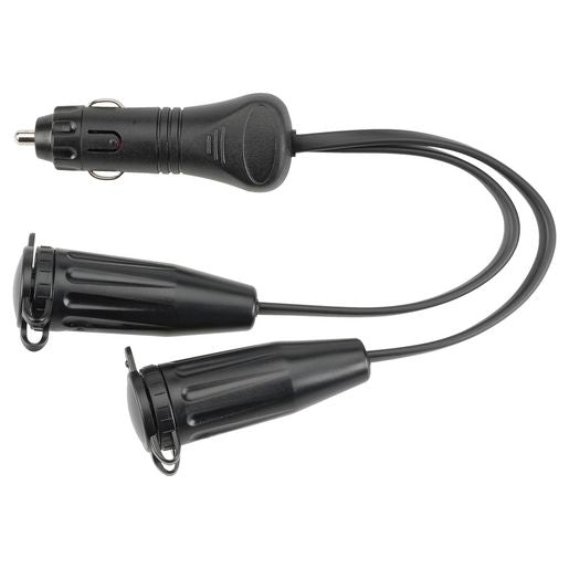 Narva Heavy Duty Adaptor with Cigarette Lighter Plug to Twin Merit Sockets 150mm 81035BL