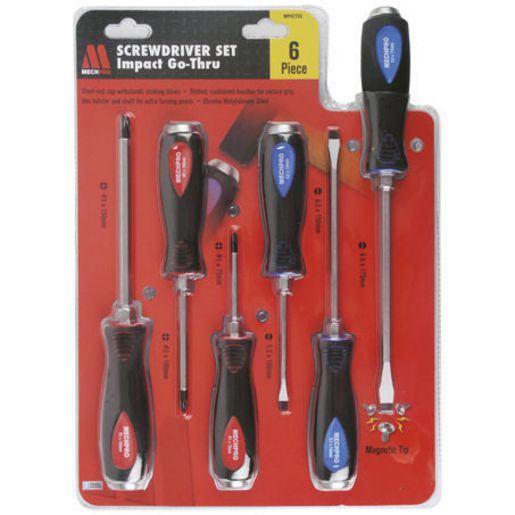 Mechpro Repco Go-Through Impact Screwdriver Set 6Pc MPIGTSS