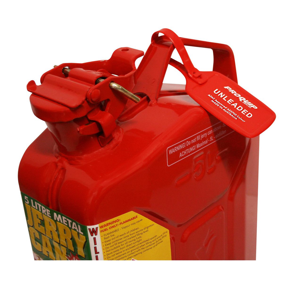 Proquip Fuel Jerry Can Identity Tag Unleaded Red 1040