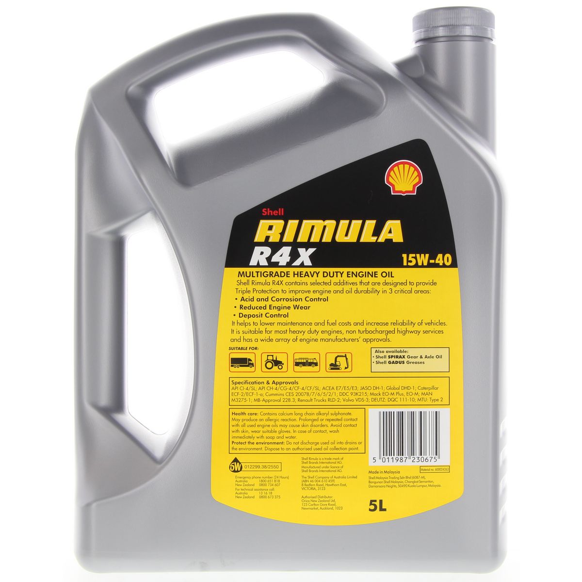Shell Lubricants Rimula R4 L Engine Oil 15W40 (Cj-4) / P20L 20Ltr 300010752