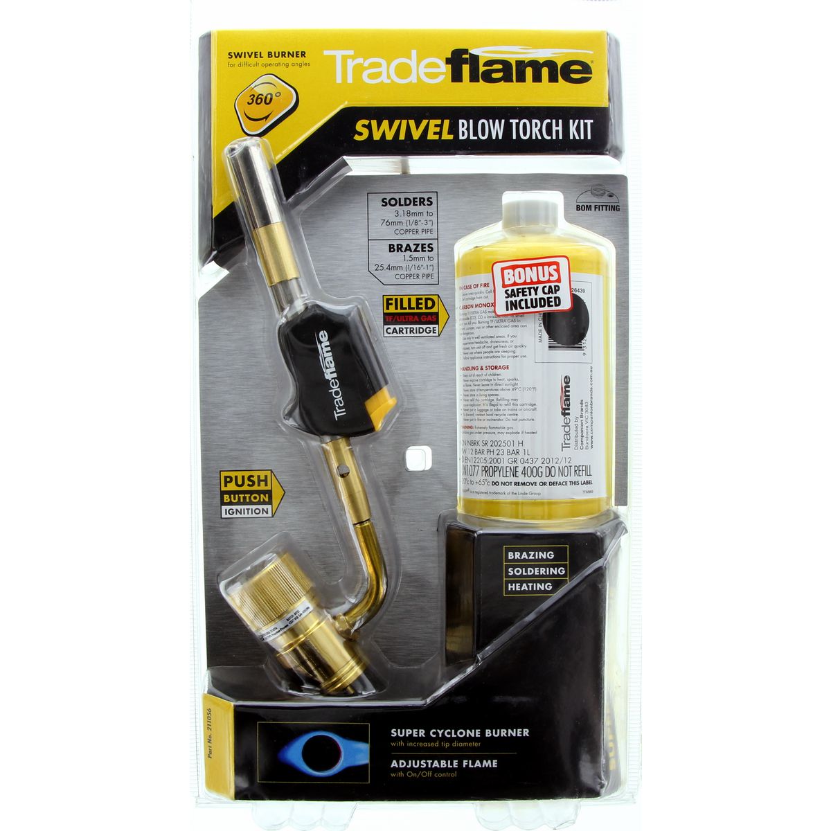 Trade Flame Swivel Torch & Gas Kit 211056