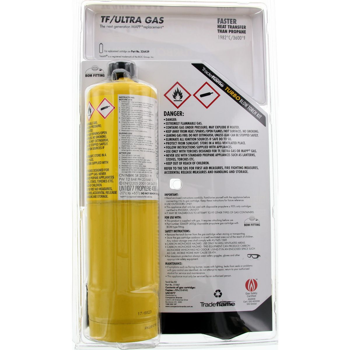 Trade Flame Turbo Blow Torch & Gas Kit 211067