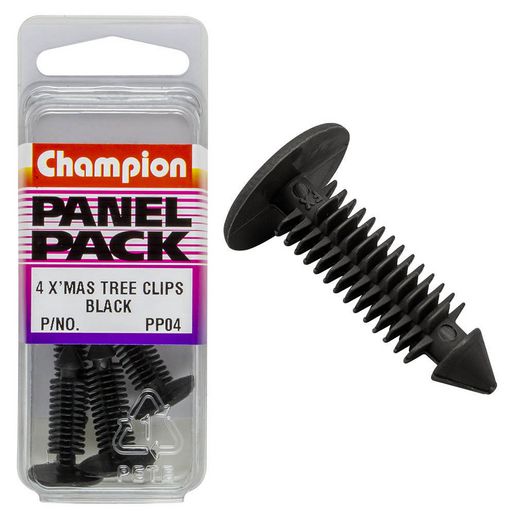Champion Fasteners Xmas Tree Clip Black Len: 27mm Stem Dia: 6.8mm Head: 16mm PP04