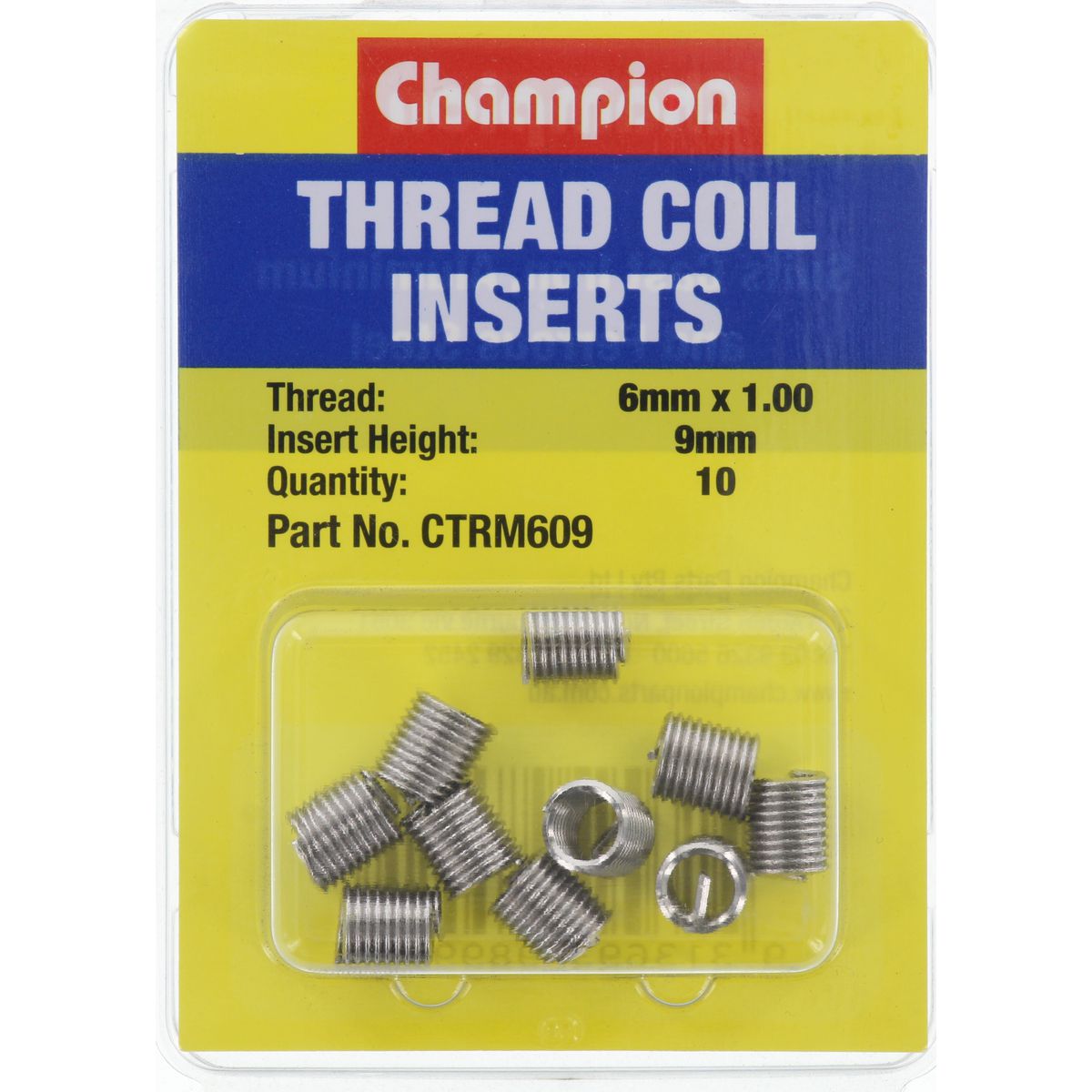 Champion Fasteners Thread Insert Refills M6 x 1.00 x 9mm CTRM609