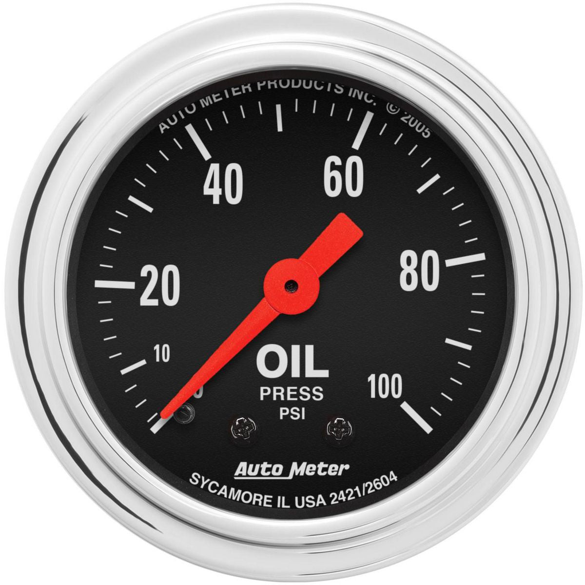 Autometer Trad Chrome 2-1/16in Oil Pressure Gauge 0-100PSI Mechanical AU2421