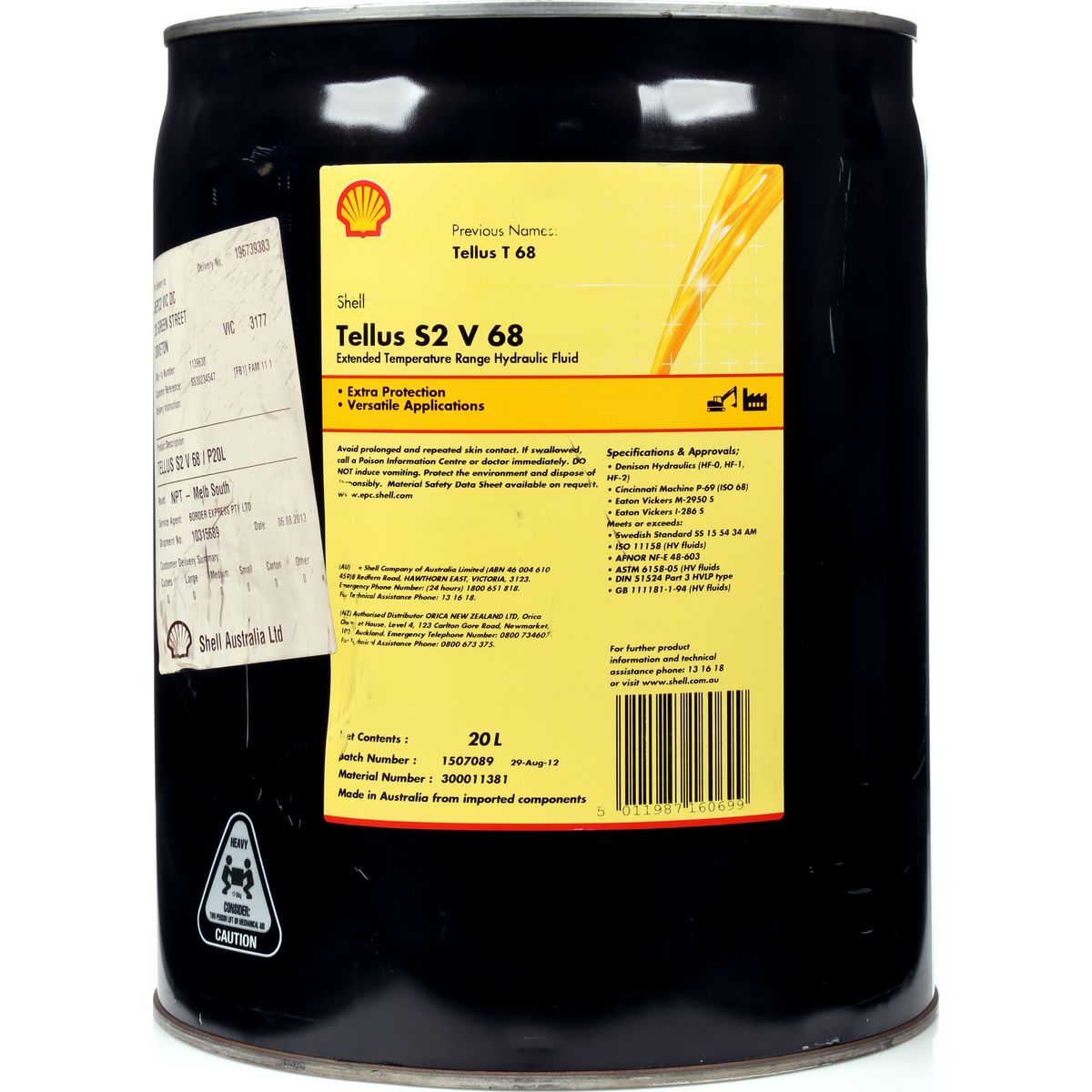 Shell Lubricants Tellus Gear Oil S2 V 68 20Ltr 300011381