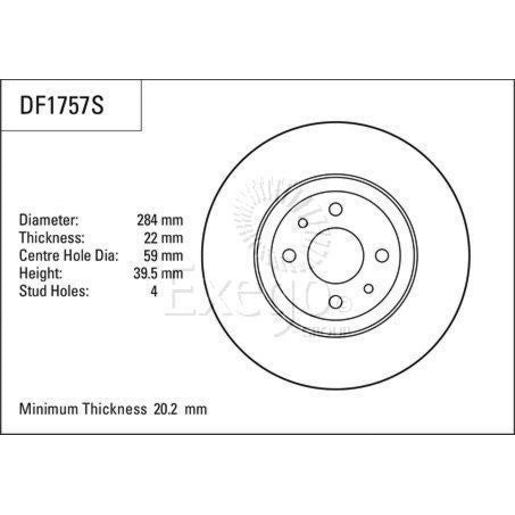 TRW Disc Brake Rotor 284mm DF1757S