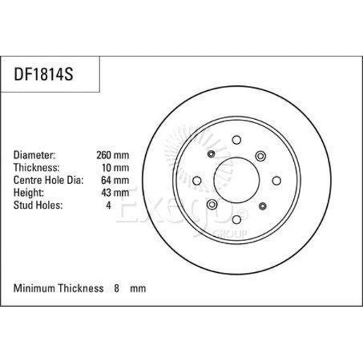 TRW Disc Brake Rotor 260mm DF1814S