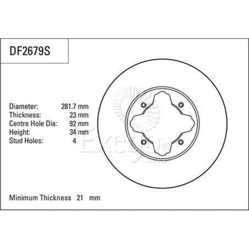 TRW Disc Brake Rotor 282mm DF2679S