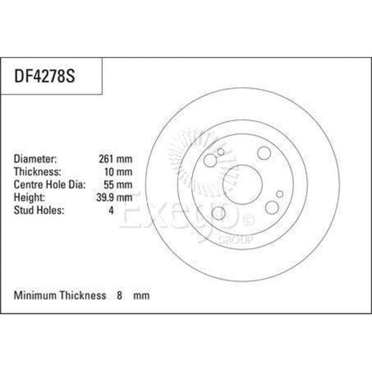 TRW Brake Rotor Single 261mm Rear DF4278S