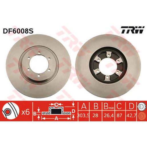 TRW Brake Rotor Front DF6008S