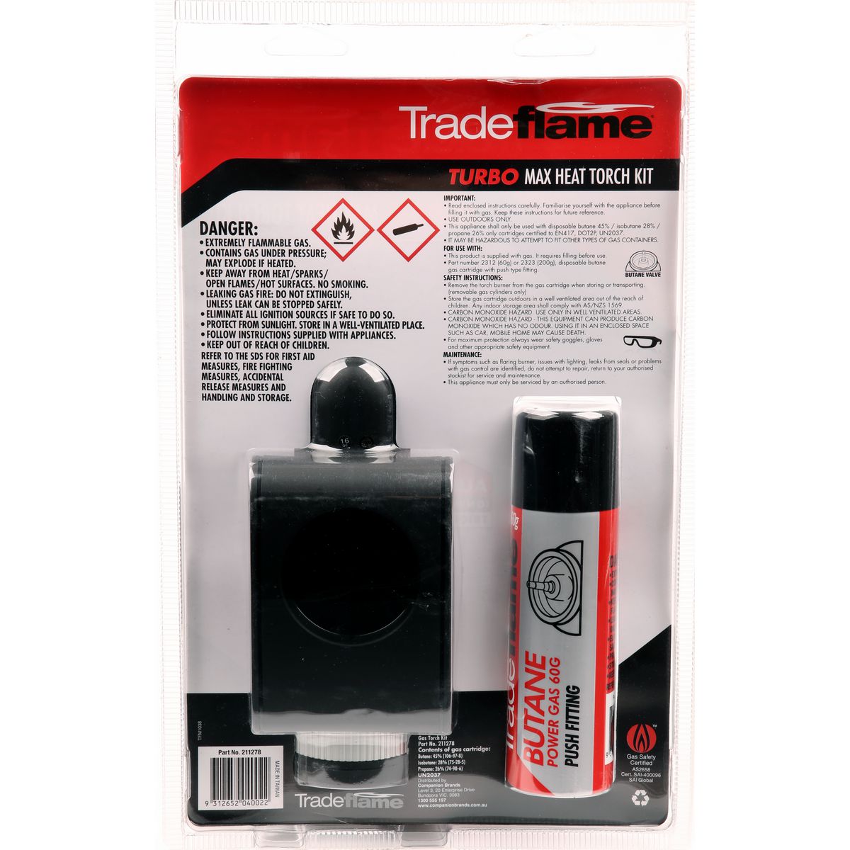 Trade Flame Turbo Max Heat Torch Kit 211278