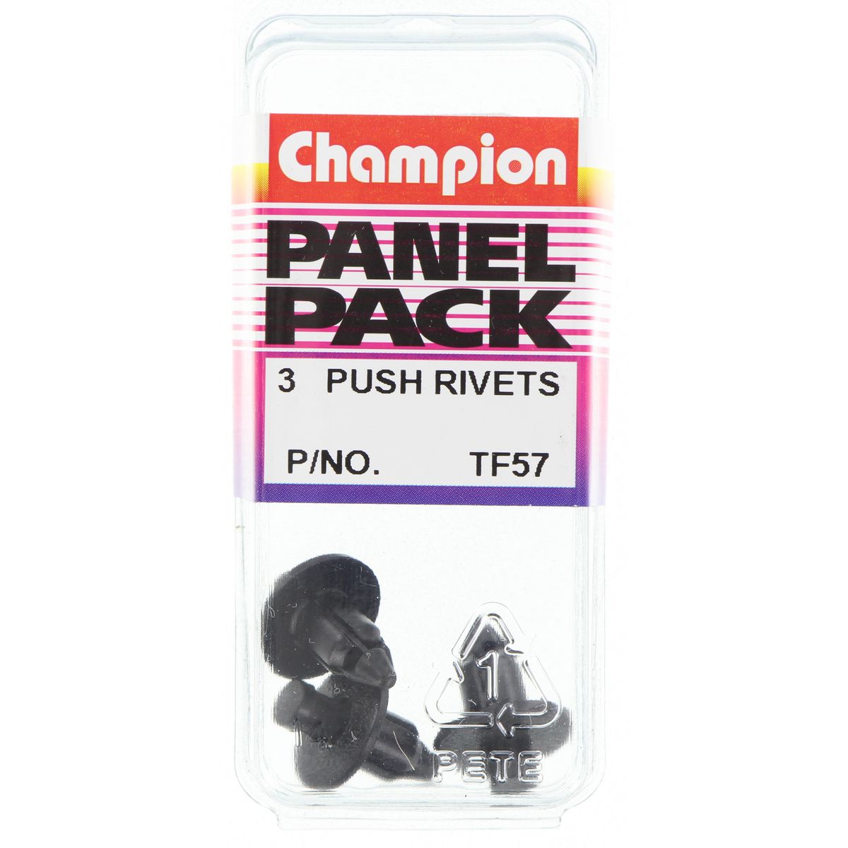 Champion Fasteners Push Rivet Black Len: 13mm Hole: 6.3mm Head: 15mm TF57