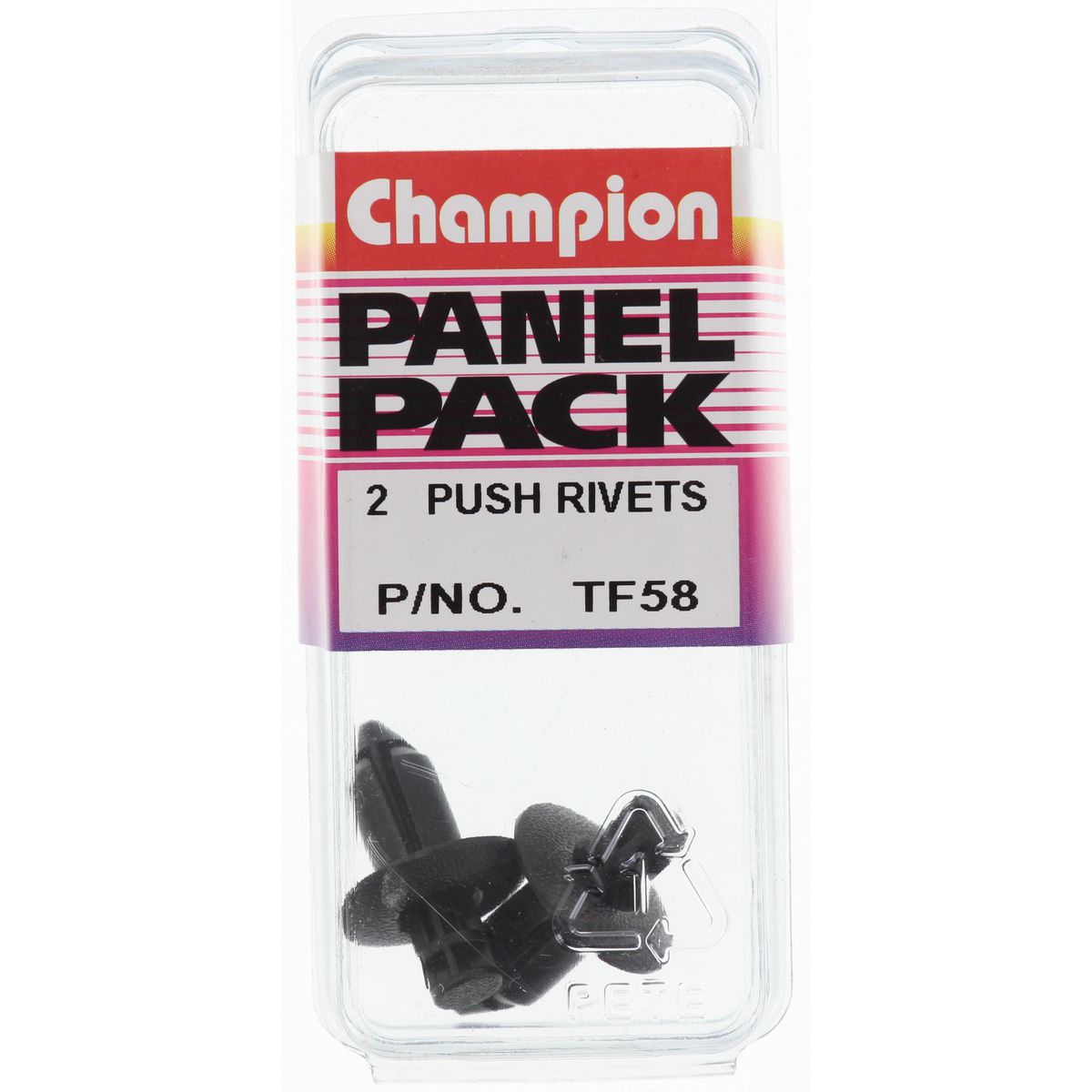 Champion Fasteners Push Rivet Black Len: 16mm Hole: 8mm Head: 18mm TF58