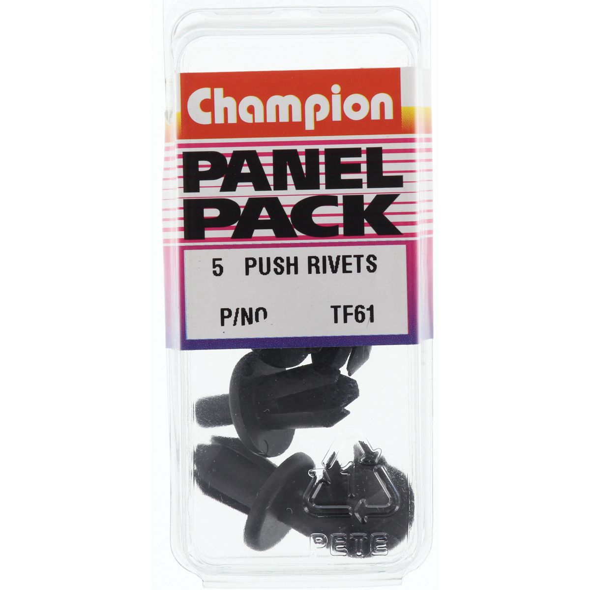 Champion Fasteners Push Rivet Black Len: 14mm Hole: 9mm Head: 16mm TF61