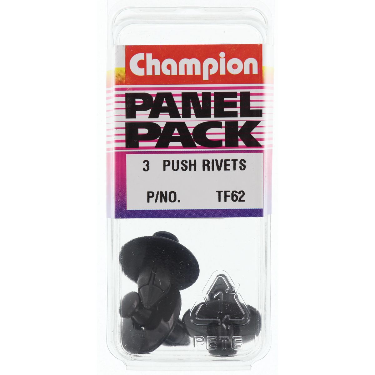 Champion Fasteners Push Rivet Black Len: 14mm Hole: 8mm Head: 20mm TF62
