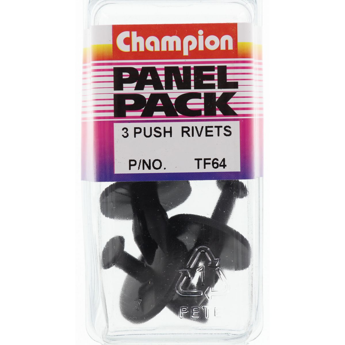 Champion Fasteners Push Rivet Black Len: 18mm Hole: 10mm Head: 25mm TF64