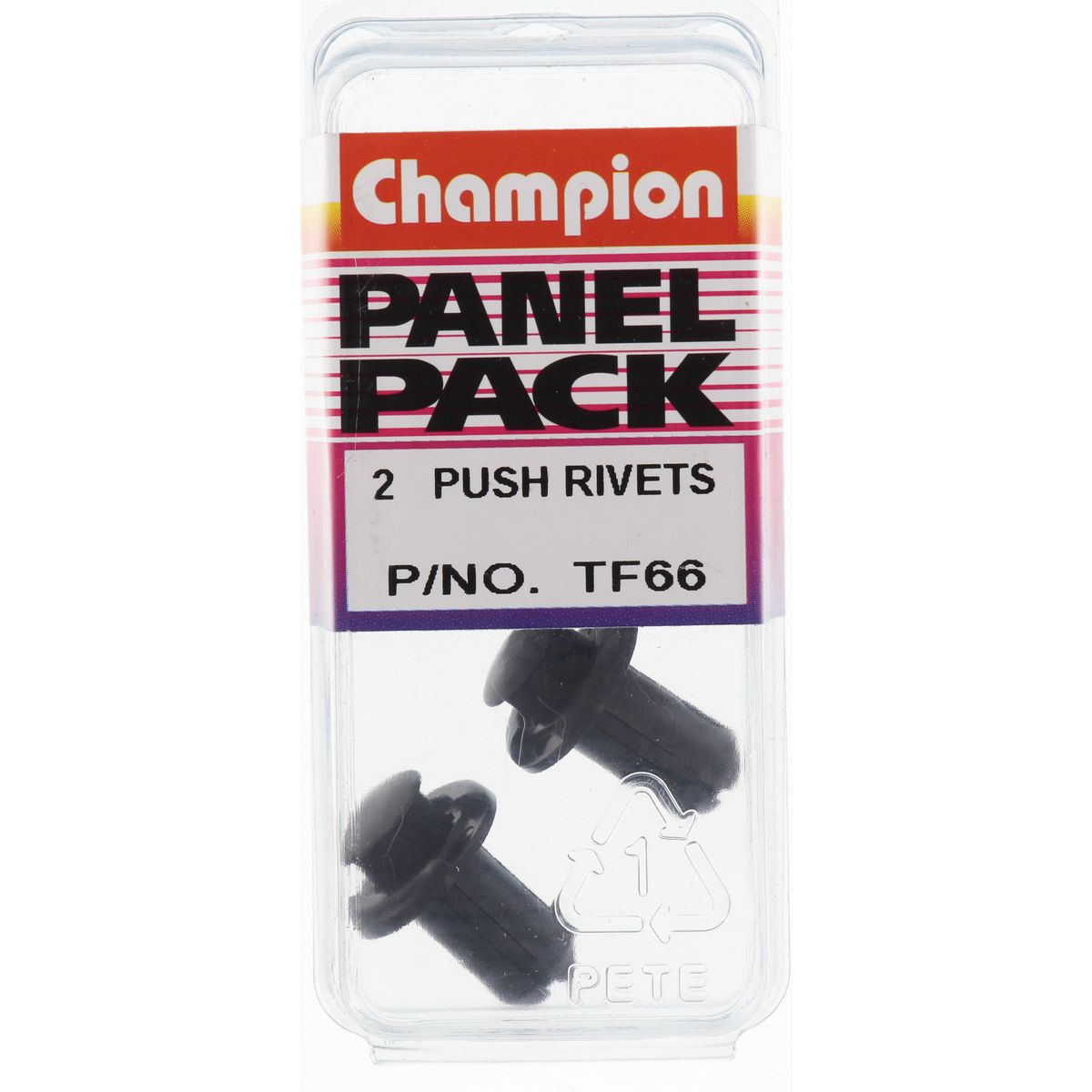 Champion Fasteners Push Rivet Black Len: 22mm Stem Dia: 8mm Head: 15.8mm TF66