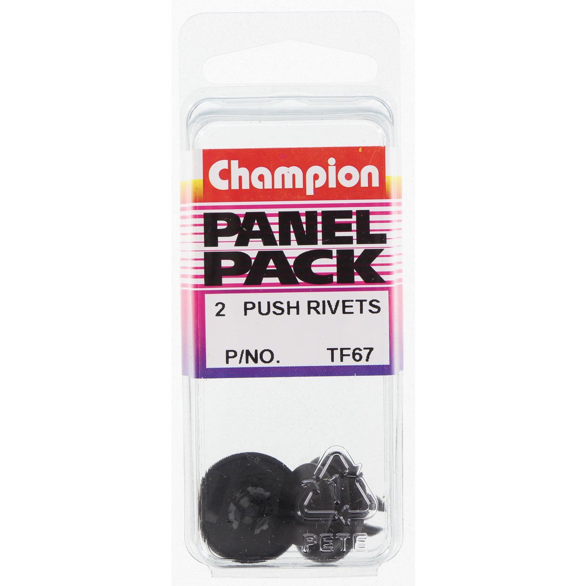 Champion Fasteners Push Rivet Black Len: 11mm Hole: 8mm Head: 20mm TF67
