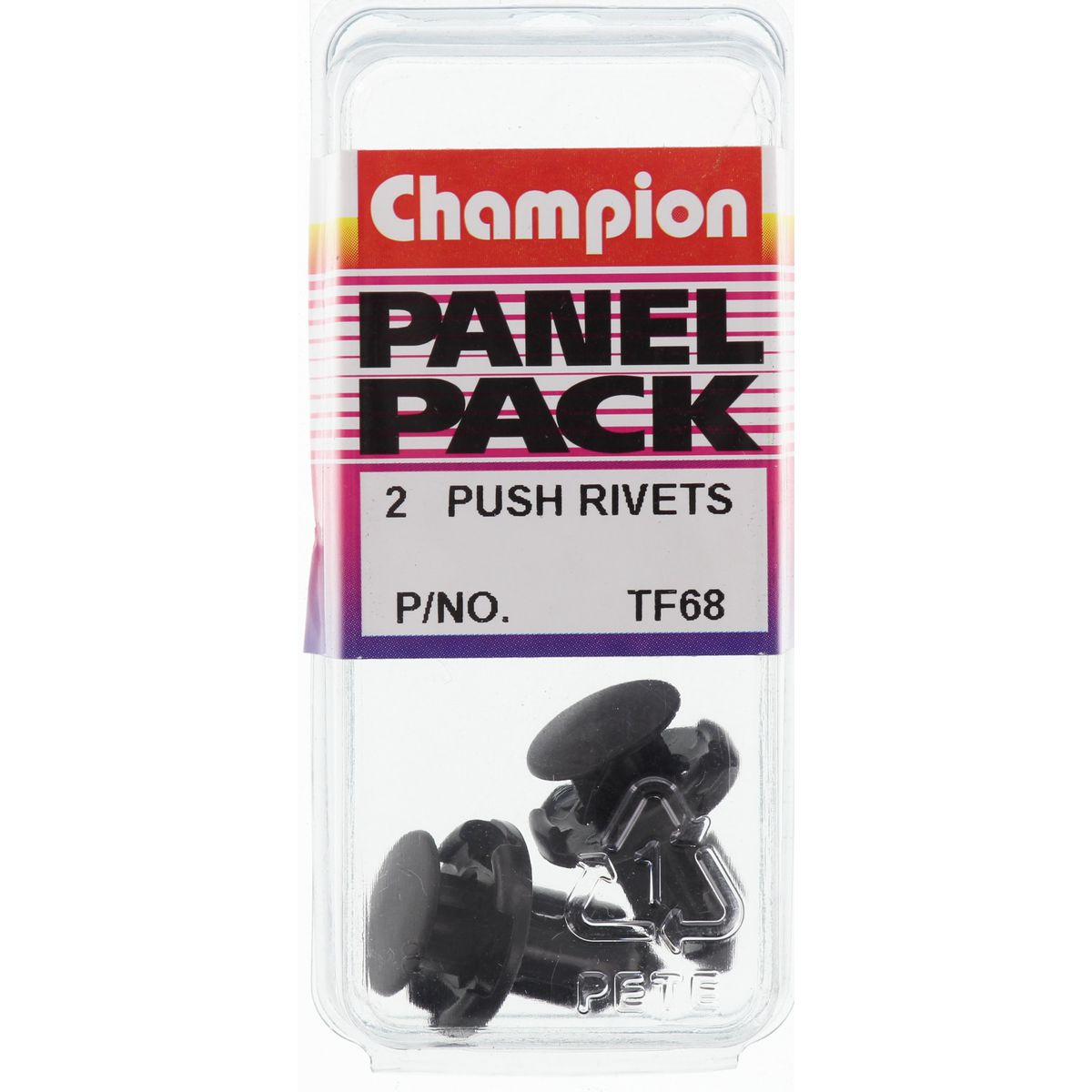 Champion Fasteners Push Rivet Black Len: 12mm Hole: 9mm Head: 18mm TF68