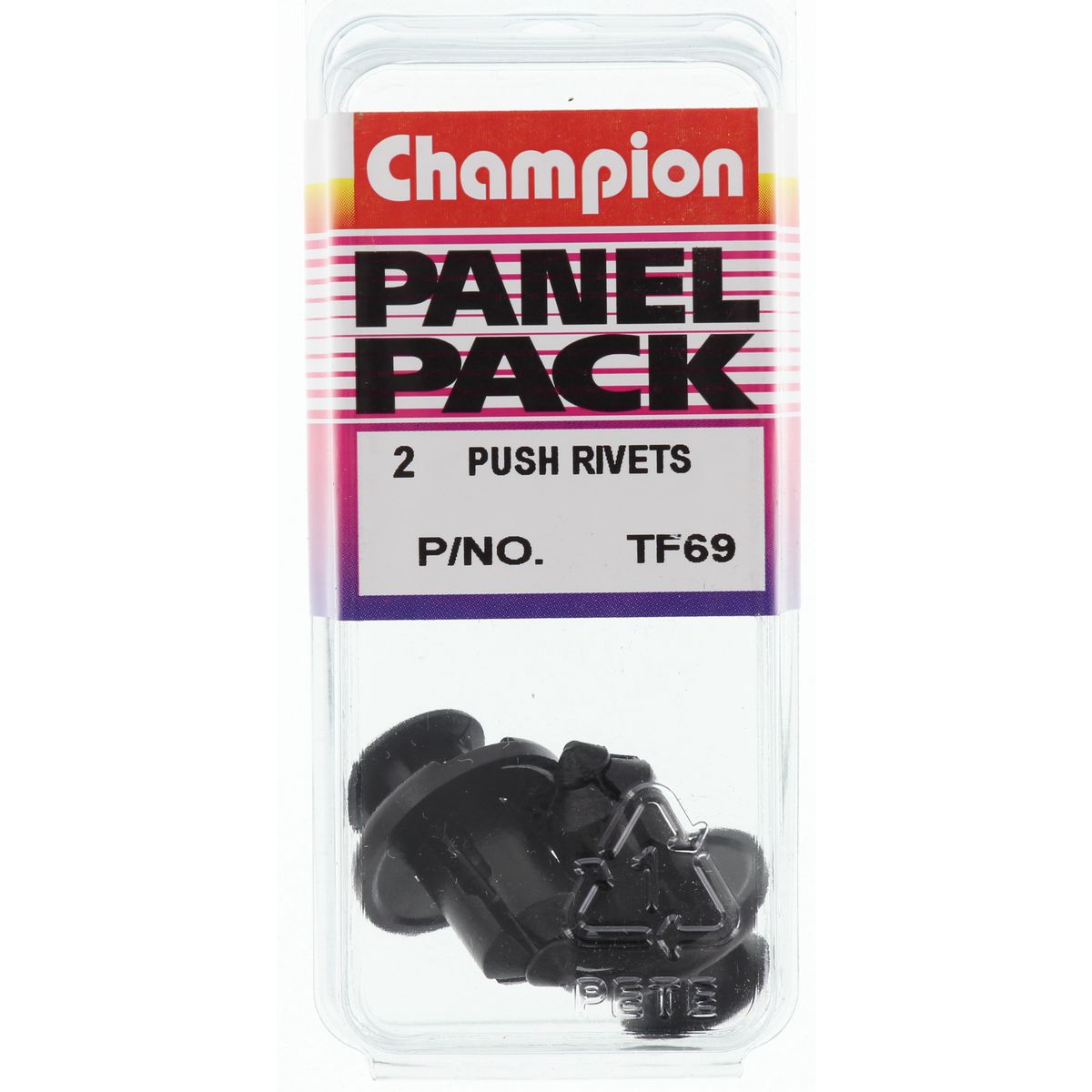 Champion Fasteners Push Rivet Black Len: 13mm Hole: 10mm Head: 20mm TF69