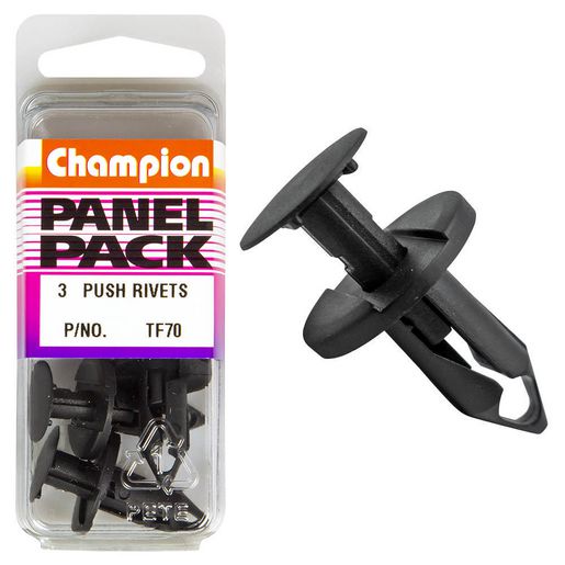 Champion Fasteners Push Rivet Black Len: 20mm Hole: 8mm Head: 20mm TF70