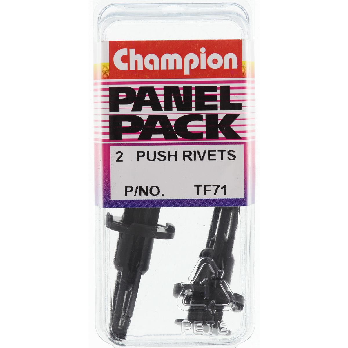 Champion Fasteners Push Rivet Black Len: 28mm Hole: 9mm Head: 18mm TF71