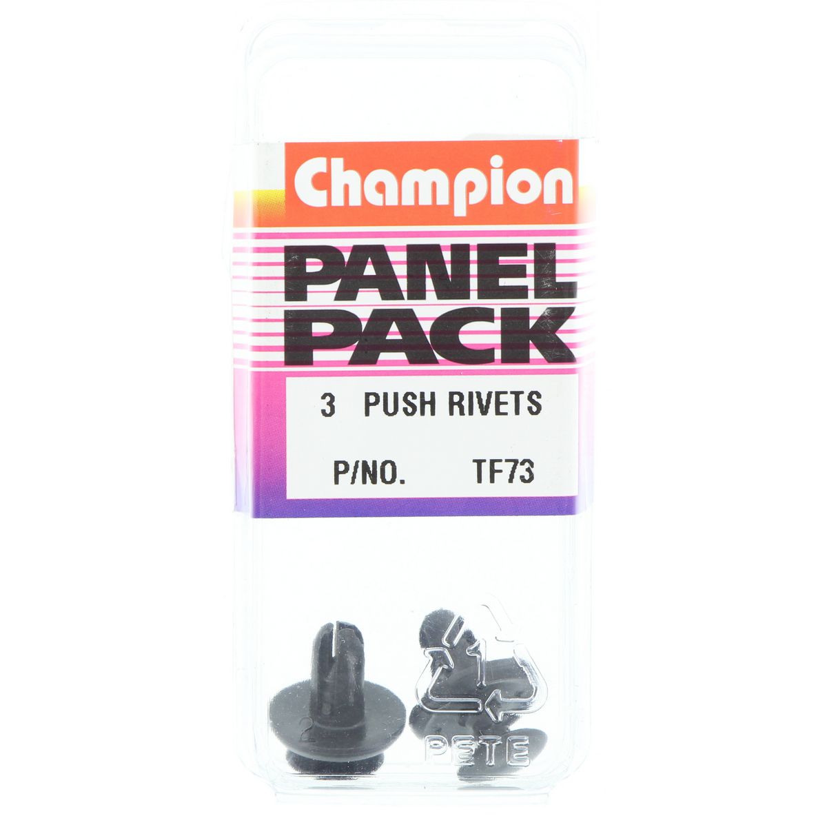 Champion Fasteners Push Rivet Black Len: 17mm Hole: 6mm Head: 15mm TF73