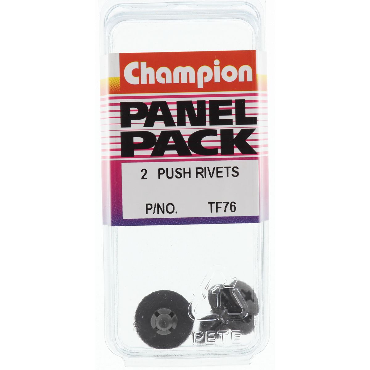 Champion Fasteners Push Rivet Black Len: 18mm Hole: 6mm Head: 14mm TF76