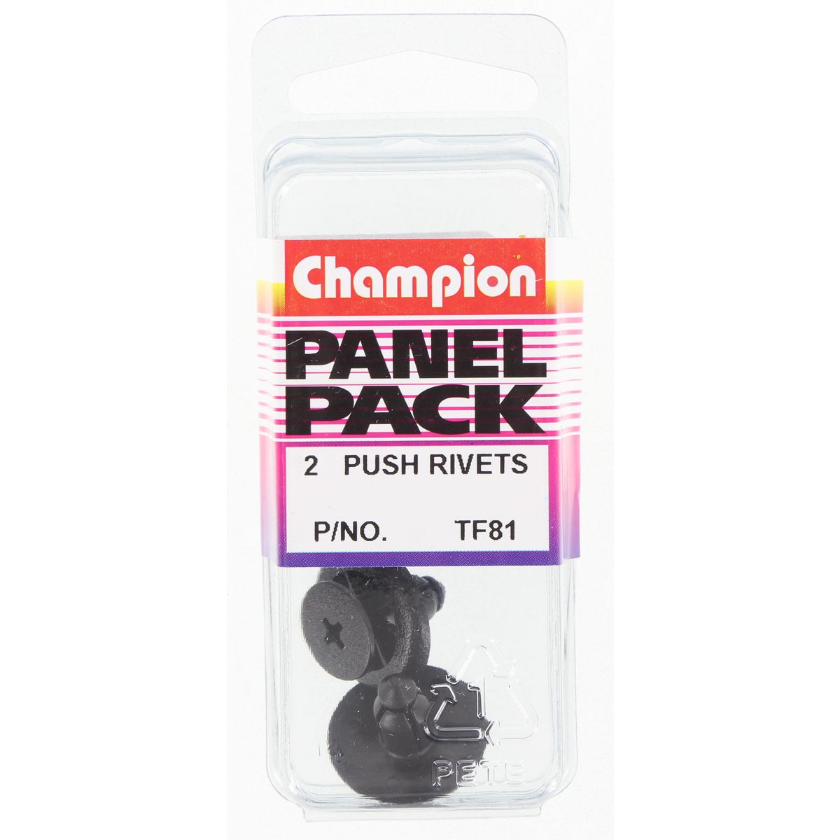 Champion Fasteners Push Rivet Black Len: 8mm Hole: 7mm Head: 20mm TF81