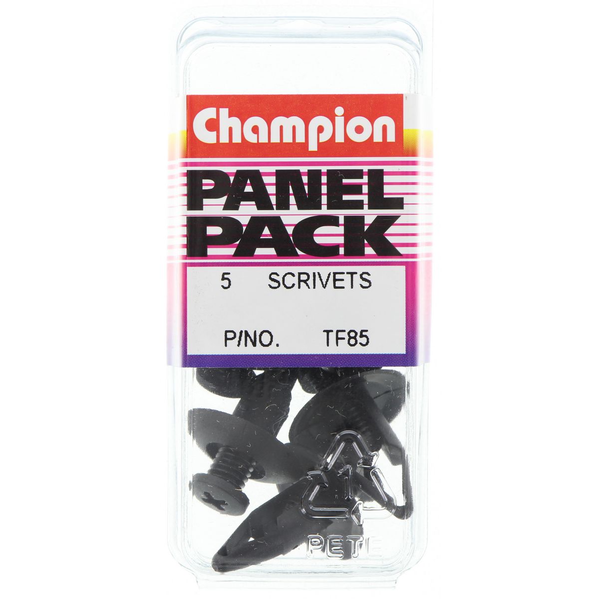 Champion Fasteners Push Rivet Black Len: 20mm Hole: 8mm Head: 20mm TF85