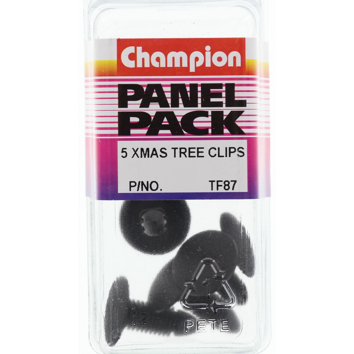 Champion Fasteners Xmas Tree Clip Black Len: 23mm Stem Dia: 7mm Head: 18mm TF87