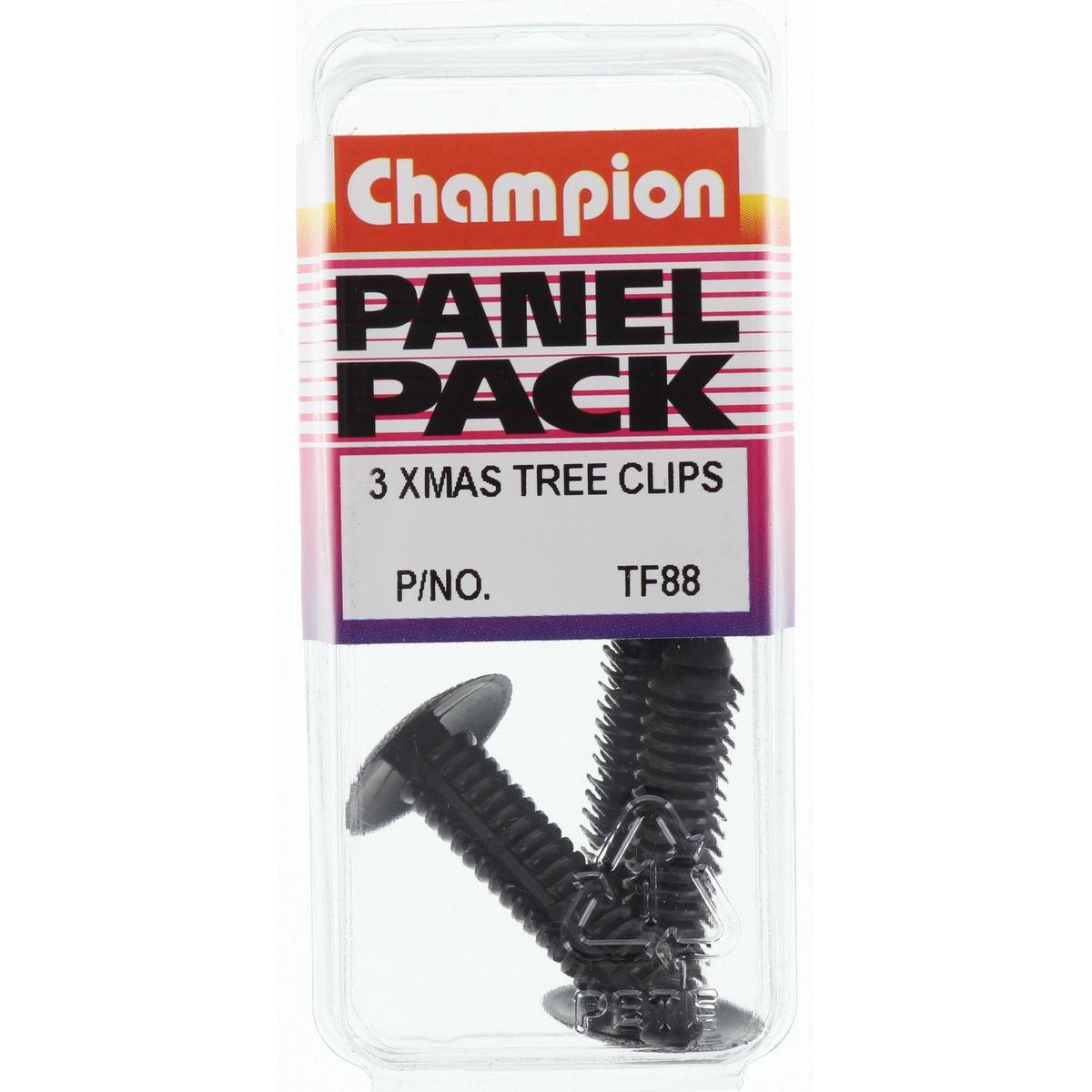 Champion Fasteners Xmas Tree Clip Black Len: 35mm Hole: 8mm Head: 18mm TF88