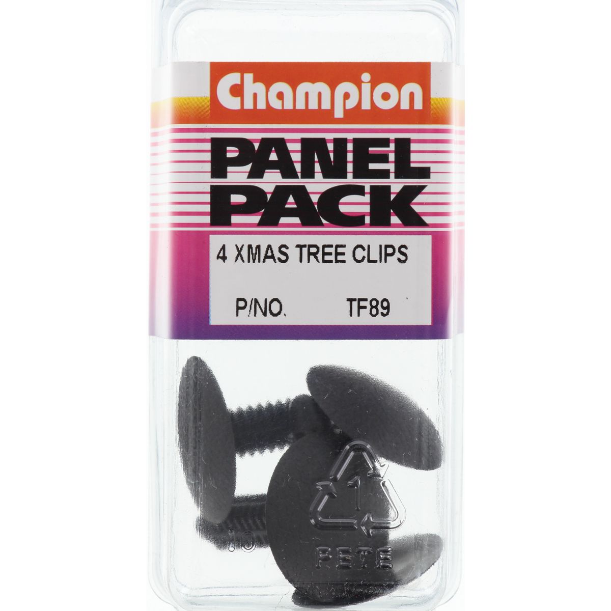 Champion Fasteners Xmas Tree Clip Clear Len: 32mm Hole: 8mm Head: 25mm TF89
