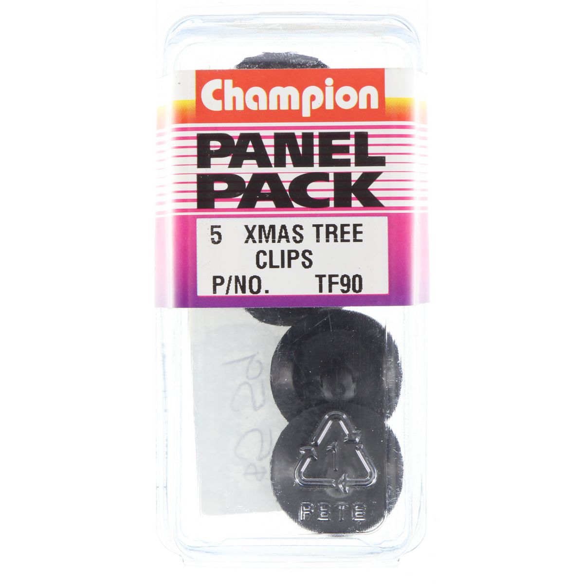 Champion Fasteners Xmas Tree Clip Black Len: 15.7mm Stem Dia: 6.2mm Head: 24mm TF90