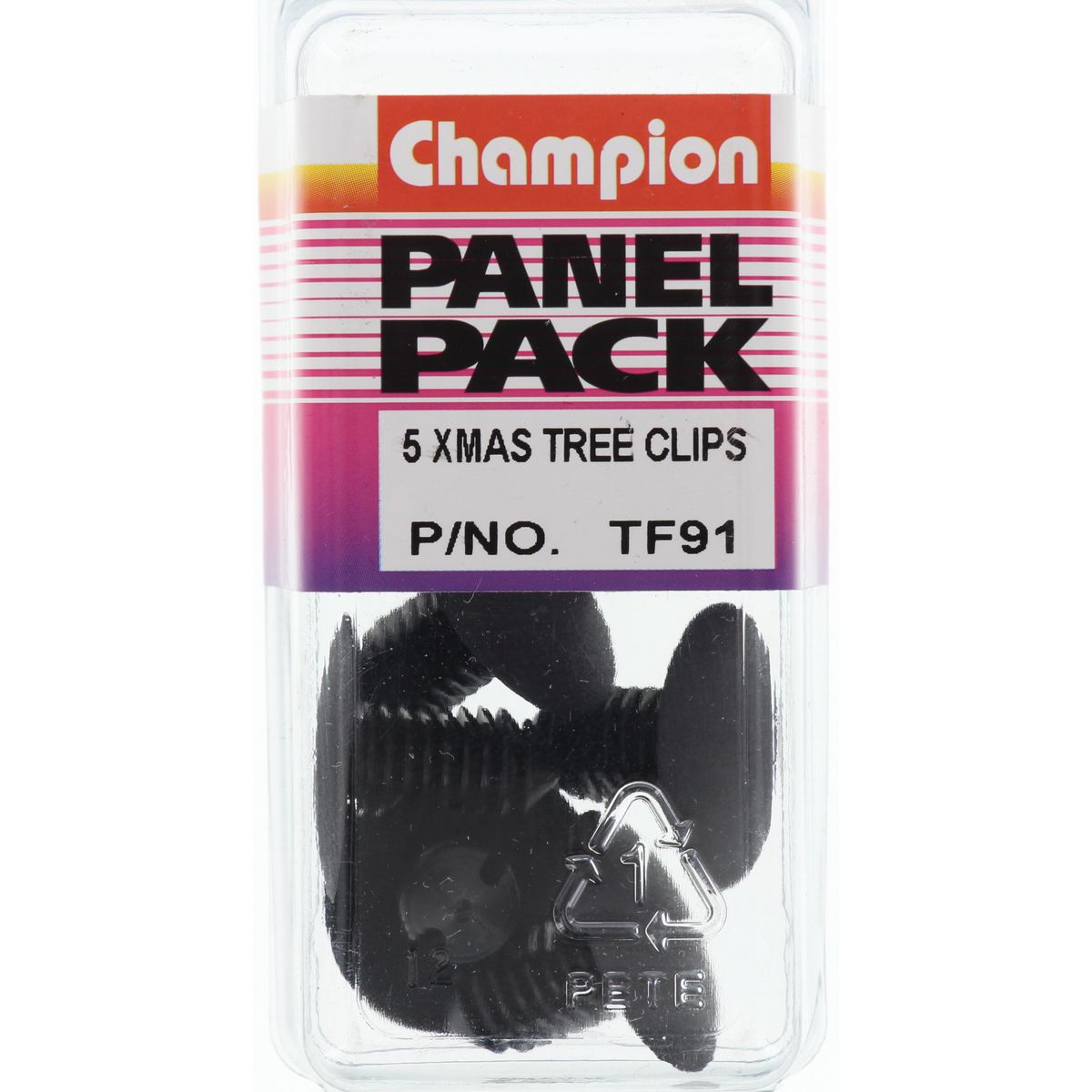 Champion Fasteners Xmas Tree Clip Black Len: 19mm Stem Dia: 10mm Head: 24mm TF91