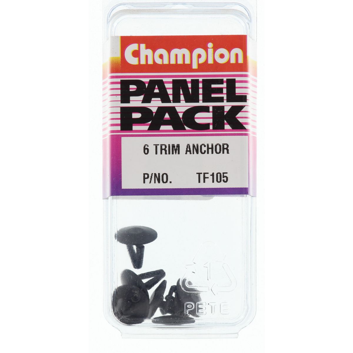 Champion Fasteners Trim Anchor Black Len: 34.6mm Stem Dia: 8mm Top Head: 18.2 Bottom: 20.6mm TF105