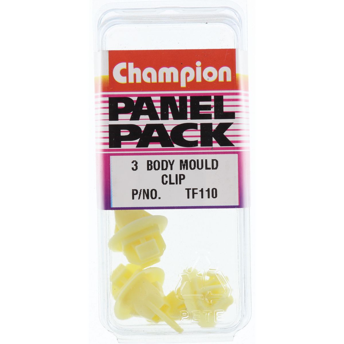 Champion Fasteners Body Mould Clip Yellow Len: 17mm Head: 17mm TF110