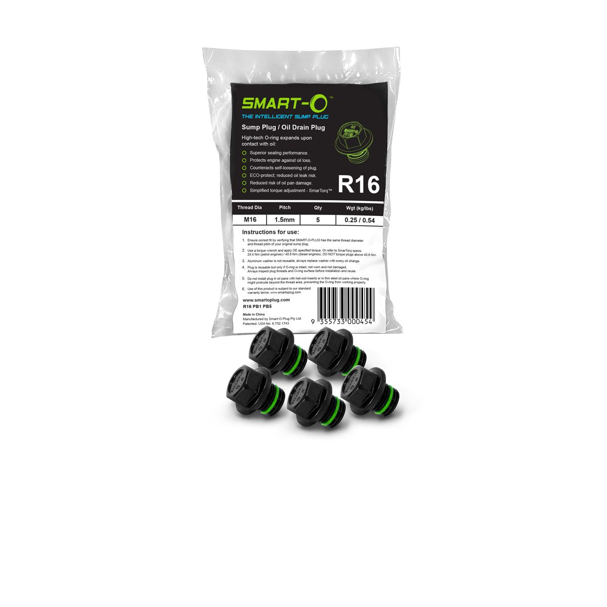Smart-O Sump Plug Bulk 5 Pack R16PB1PB5