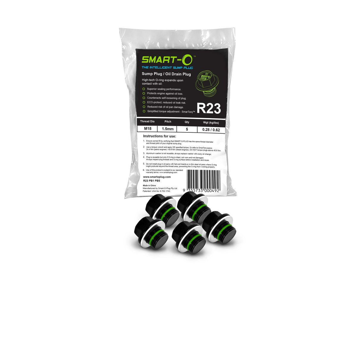 Smart-O Sump Plug Bulk 5 Pack R23PB1PB5
